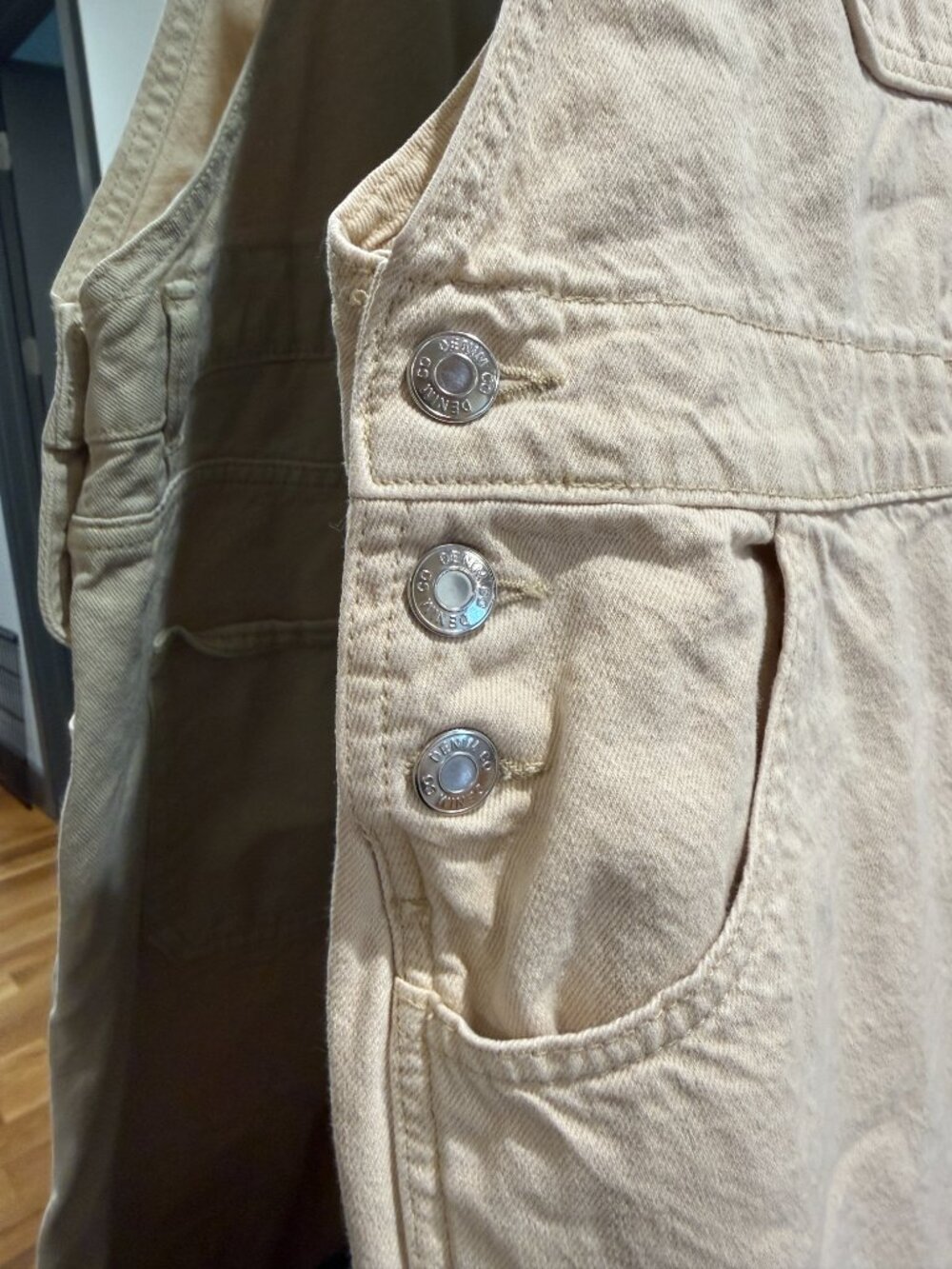 Primark Cream Denim Wide Leg Overalls Dungarees Size 12 - Picture 2 of 7